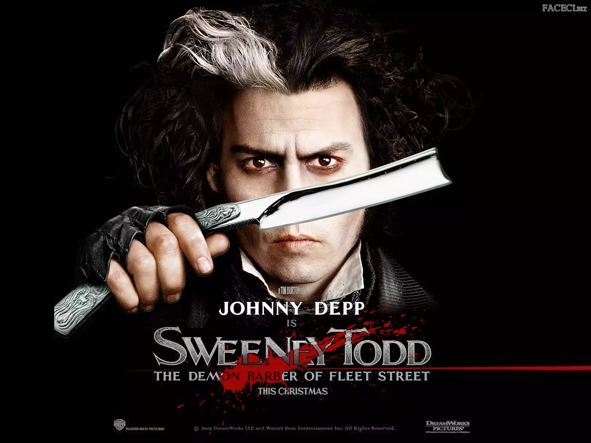 Johnny Depp, dłoń, Sweeney Todd, brzytwa